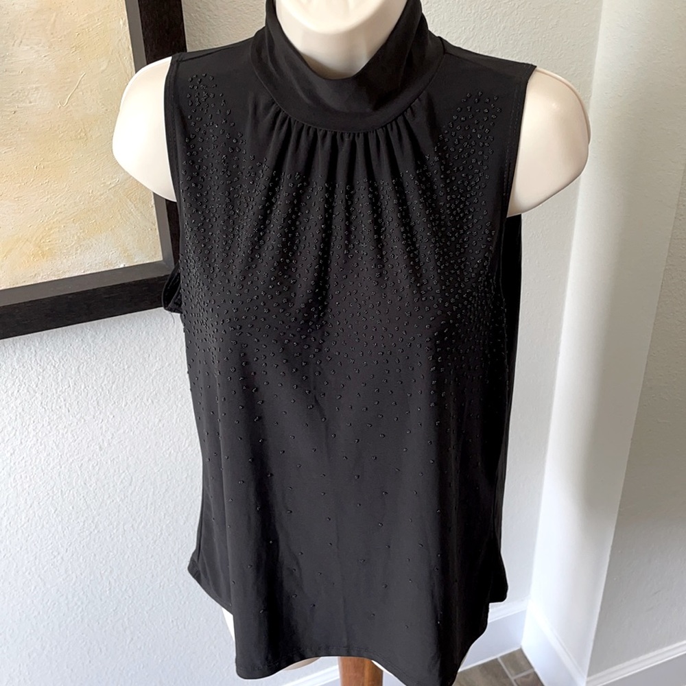 CLASSY HIGH NECK BLACK TANK BY BLEEKER AND MCDOUGAL.. SZ L Really stunning on
